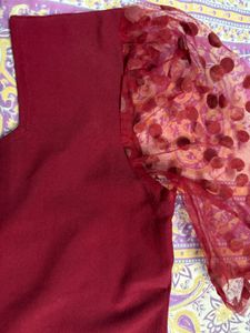 Maroon Calf Lenght One Peice