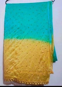 Green & Cream 2 Color Shining Dupatta