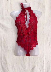 I. Sexy Red Lace Teddy Lingerie