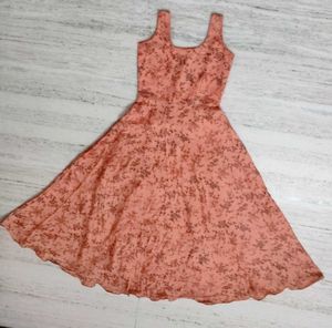 Peach Floral Print Dress
