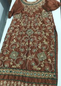 Embellished Brown Kurta Set
