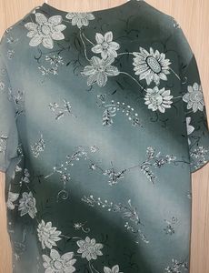 Green Floral Print Blouse