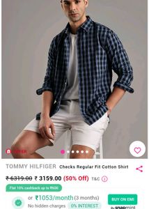 NEW TOMMY HILFIGER Checks Regular Fit Cotton Shirt