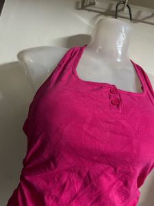 Hot Pink Halter Neck Tank Top
