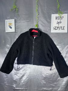 SHEIN Cozy Black Teddy Fleece Jacket