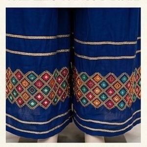 Blue Mirror Work Kurta Sharara Set