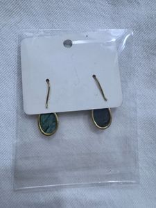 Oval Stone Drop Earrings