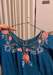 Elegant Blue Embroidered Gown