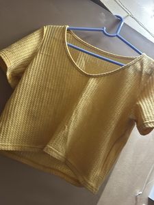 Yellow Textured Cropped Top No Damage