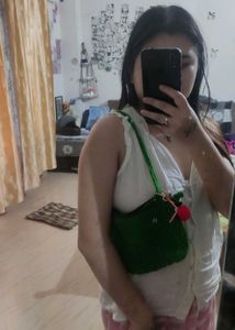 Cute Green Crochet Shoulder Bag