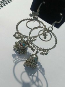 Silver Jhumka Hoop Earrings