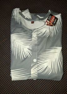 Stylish Grey Leaf Print Kurta