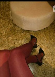 Vibrant Red Tights with Sparkly Embellished Heels