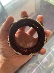Designer Velvet Bangles with Stone Work