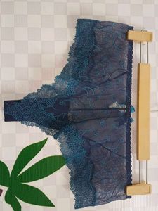 (1300)Navy Blue Lace Panty with Bow