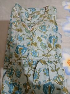 Blue Floral Block Print Kurta