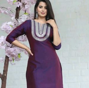 Beautiful Embroidered Purple short Kurta