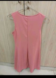 Cute Pink Bow Detail A-Line Dress