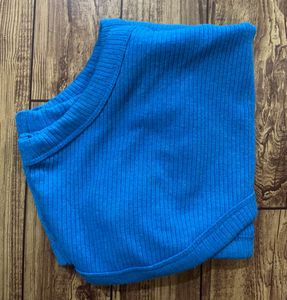 Vibrant Blue Ribbed Crop Top