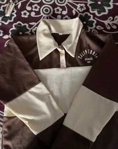 Brown &amp; Beige Color Korean Crop Top