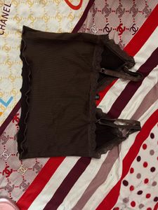 Brown Lace Trim Cami Top
