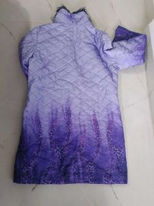 Quilted Purple Ombre Jacket with Faux Fur Collar