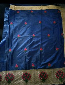 Embroidered Heavy Blue Saree (Women's)