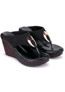 Stylish Black Wedge Sandals