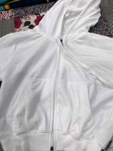 Cream Cropped Zip-Up Hoodie