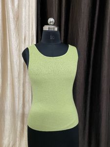Lime Green Ribbed Knit Tank Top