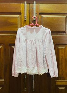 Light Pink Lace Trim Top