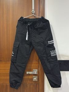 Black Cargo Pants with Graphic Print