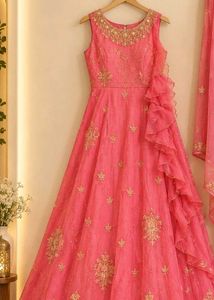 Elegant Pink Embroidered Lehenga Set