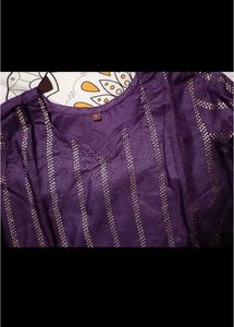 Elegant Purple Kurti with Gold Stripes