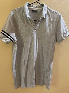 Ajio Men's Grey Polo T-Shirt