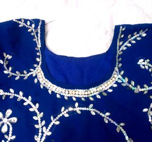 Embroidered Royal Blue Kurta Set