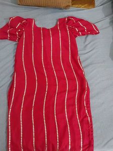 Red &amp; Gold Embellished Kurti
