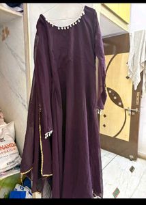 brown anarkali kurti with dupatta