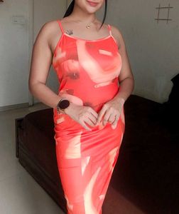 Vibrant Abstract Print Spaghetti Strap Dress