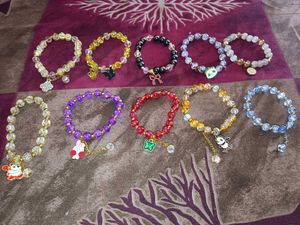 (set of 10)Cute Beaded Bracelets with Charms
