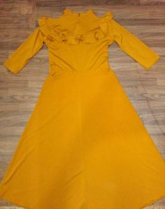 Yellow Ruffled Ethnic Gown