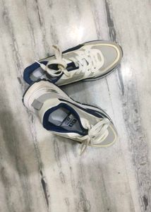 White &amp; Blue Athletic Sneakers