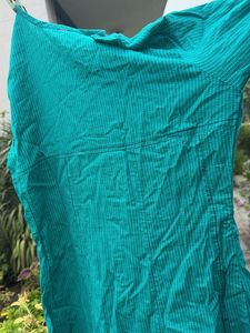 Teal Striped Button-Front Kurta