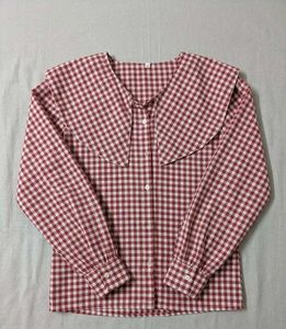 Red Gingham Peter Pan Collar Blouse