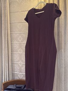 Ribbed V-Neck Midi Dress