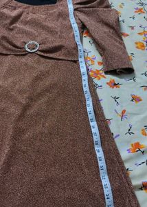 Sparkly Rose Gold Square Neck Dress