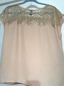 Forever 21 Elegant Lace Trimmed Top (size L)