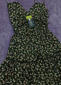 Black floral backless dress