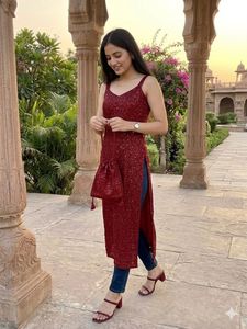 Chikankari Maroon Kurti