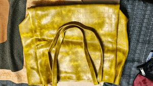 Unique Yellow Crocodile Textured Tote Bag